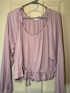 Ophelia Roe Women's Dusty Rose Long Sleeve Drawstring Top